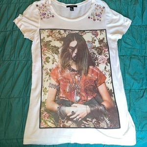 Forever 21 Graphic Jeweled Tee Size M